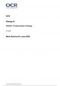 OCR GCE  Biology B H422/01 Fundamentals of biology A Level Mark Scheme for June 2024