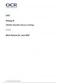 OCR GCE  Biology B H422/02 Scientific literacy in biology A Level Mark Scheme for June 2024