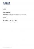 OCR GCE  New Business H431/01 Operating in a local business environment A Level Mark Scheme for June 2024