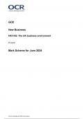 OCR GCE  New Business H431/02 The UK business environment A Level Mark Scheme for June 2024