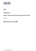 OCR GCE  Chemistry A H432/01: Periodic table, elements and physical chemistry A Level Mark Scheme for June 2024