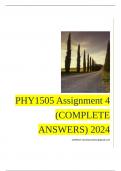 PHY1505 Assignment 4 (COMPLETE ANSWERS) 2024