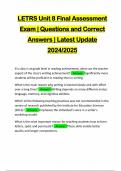 LETRS Unit 8 Final Assessment Exam | Questions and Correct Answers | Latest Update 2024/2025