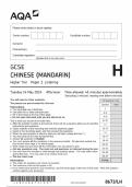  2024 AQA GCSE CHINESE (MANDARIN) HIGHER LISTENING,READING,SPEAKING,WRITING INCLUDING ALL MARK SCHEMES