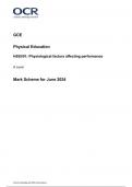 OCR GCE  Physical Education H555/01: Physiological factors affecting performance A Level Mark Scheme for June 2024