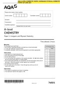 AQA A LEVEL CHEMISTRY PAPER 1 INORGANIC PHYSICAL CHEMISTRYPAPER1 QP JUNE 2021 and AQA A- level Chemistry 7405/1 paper 1 Inorganic and Physical Chemistry MS June 2021