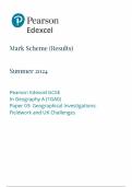 2024 EDEXCEL GCSE GEOGRAPHY A PAPER 3 MARK SCHEME