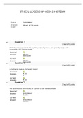 WMBA 3002 ETHICAL LEADERSHIP WEEK 3 MIDTERM, WMBA 3002 ETHICAL LEADERSHIP  Verified And Correct Answers, Walden University