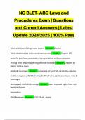 NC BLET- ABC Laws and Procedures Exam | Questions and Correct Answers | Latest Update 2024/2025 | 100% Pass