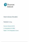 2024 EDEXCEL GCSE GEOGRAPHY B PAPER 2 MARK SCHEME