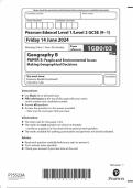 2024 EDEXCEL GCSE GEOGRAPHY B PAPER 3 INCLUDING MARK SCHEME