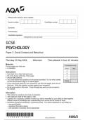 AQA GCSE PSYCHOLOGY 8182/2 Paper 2 Social Context and Behaviour question paper june 2024