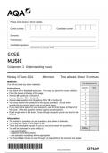 AQA GCSE MUSIC 8271/W Component 1 Understanding music question paper june 2024