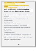 NHA Phlebotomy certification EXAM Questions and Answers | 100% Pass