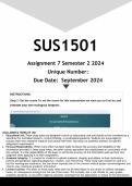 SUS1501 Assignment 7 (ANSWERS) Semester 2 2024 - DISTINCTION GUARANTEED