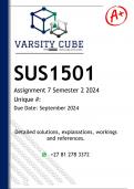 SUS1501 Assignment 7 (DETAILED ANSWERS) Semester 2 2024 - DISTINCTION GUARANTEED