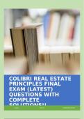 COLIBRI REAL ESTATE PRINCIPLES FINAL EXAM (LATEST) QUESTIONS WITH COMPLETE SOLUTIONS!!