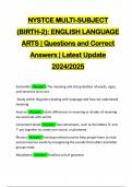 NYSTCE MULTI-SUBJECT (BIRTH-2): ENGLISH LANGUAGE ARTS | Questions and Correct Answers | Latest Update 2024/2025