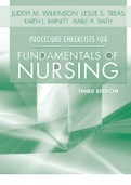 PROCEDURE CHECKLISTS FOR FUNDAMENTALS OF NURSING THIRD EDITION BY  JUDITH M.WILKINSON LESLIE S. TREAS KAREN L. BARNETT MABLE H. SMITH 