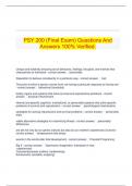 PSY 200 (Final Exam) Questions And Answers 100% Verified.