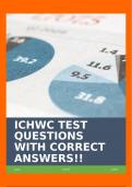 ICHWC TEST QUESTIONS WITH CORRECT ANSWERS!!