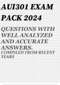 AUI301 EXAM PACK 2024 QUESTIONS WITH WELL ANALYZED AND ACCURATE ANSWERS