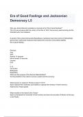 Era of Good Feelings and Jacksonian Democracy L5 Exam Questions and Answers 2024/2025( A+ GRADED 100% VERIFIED).