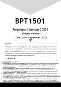 BPT1501 Assignment 6 (ANSWERS) Semester 2 2024 - DISTINCTION GUARANTEED.