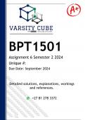 BPT1501 Assignment 6 (DETAILED ANSWERS) Semester 2 2024 - DISTINCTION GUARANTEED