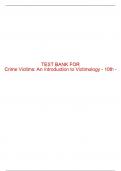 Test Bank For Crime Victims: An Introduction to Victimology - 10th - 2020 All Chapters - 9780357037799