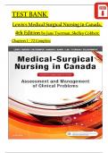 Test Bank Medical-Surgical Nursing in Canada 4th Edition Lewi Questions & Answers with rationales (Chapter 1-72) UPDATED 9781771721356