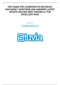 TEST BANK FOR COGNITION 6TH EDITION BY RADVANSKY QUESTIONS AND ANSWERS LATEST UPDATE 2024/2025 BEST GRADED A+ FOR EXCELLENT PASS