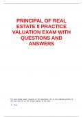 PRINCIPAL OF REAL ESTATE II PRACTICE VALUATION EXAM WITH QUESTIONS AND