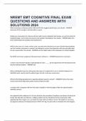 NREMT EMT COGNITIVE FINAL EXAM QUESTIONS AND ANSWERS WITH SOLUTIONS 2024