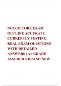   NCCCO CORE EXAM OUTLINE ACCURATE CURRENTLY TESTING REAL EXAM QUESTIONS WITH DETAILED ANSWERS | A+ GRADE ASSURED // BRAND NEW