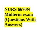 NURS 6670N Midterm exam (Questions With Answers)