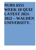 NURS 6551 WEEK 10 QUIZ LATEST 2021- 2022 – WALDEN UNIVERSITY.