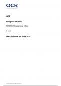 OCR GCE  Religious Studies H573/02: Religion and ethics A Level Mark Scheme for June 2024