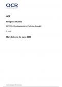 OCR GCE  Religious Studies H573/03: Developments in Christian thought A Level Mark Scheme for June 2024