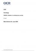 OCR GCE  Sociology H580/03: Debates in contemporary society A Level Mark Scheme for June 2024