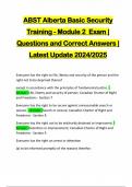 ABST Alberta Basic Security Training - Module 2 Exam | Questions and Correct Answers | Latest Update 2024/2025