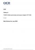 OCR GCE  History A Y104/01: British period study and enquiry: England 1377-1455 A Level Mark Scheme for June 2024