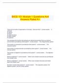 BIOD 151 Module 1 Questions And Answers Rated A+.