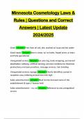 Minnesota Cosmetology Laws & Rules | Questions and Correct Answers | Latest Update 2024/2025