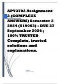 APY3702 Assignment 3 (COMPLETE ANSWERS) Semester 2 2024 (519063) - DUE 27 September 2024 ; 100% TRUSTED Complete, trusted solutions and explanations