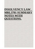 MRL3701  Insolvency Law SUMMARY NOTES WITH QUESTIONS.