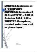 LCR4802 Assignment 2 (COMPLETE ANSWERS) Semester 2 2024 (657172) - DUE 18 October 2024 ; 100% TRUSTED Complete, trusted solutions and explanations. 