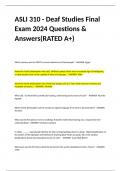 ASLI 310 - Deaf Studies Final Exam 2024 Questions & Answers(RATED A+)