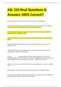 ASL 310 final Questions & Answers 100% Correct!!