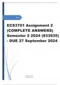 ECS3701 Assignment 2 (COMPLETE ANSWERS) Semester 2 2024 (833935) - DUE 27 September 202